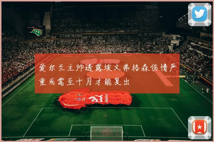 爱尔兰主帅透露埃文弗格森伤情严重或需至十月才能复出